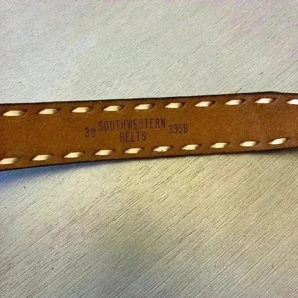 Western Tooled Leather Belt - Picture 3 of 6